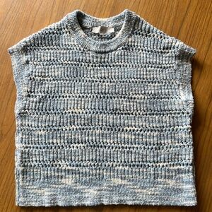 Blue and White Knit Sleeveless Top